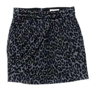 Sea New York Mini Skirt Leopard Print Side Pleated Zip Close Ruched Acrylic 2
